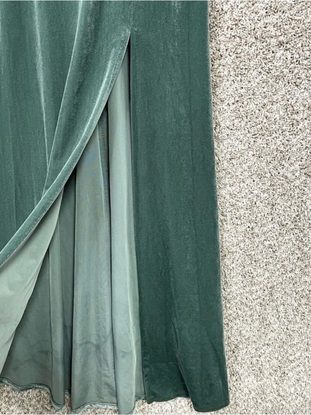 Jenny Yoo BHDLN Formal Dress Mara Green Velvet Sleeveless Square Neck Gown - Picture 6 of 8